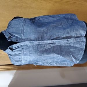 Madewell linen blend chambray sleeveless denim blue top